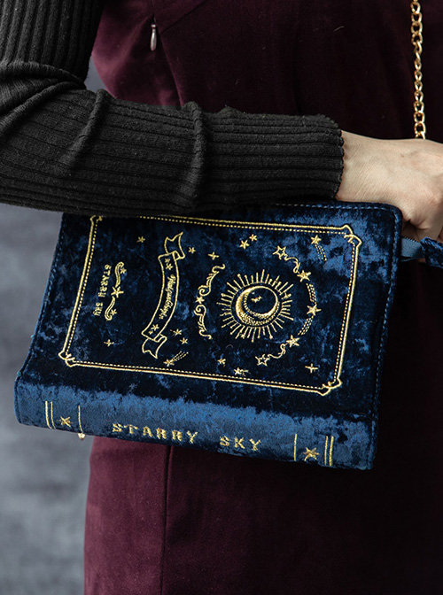 Stars And Moon Series Books Shape Classic Lolita Suede Blue Or Red Aslant Bag