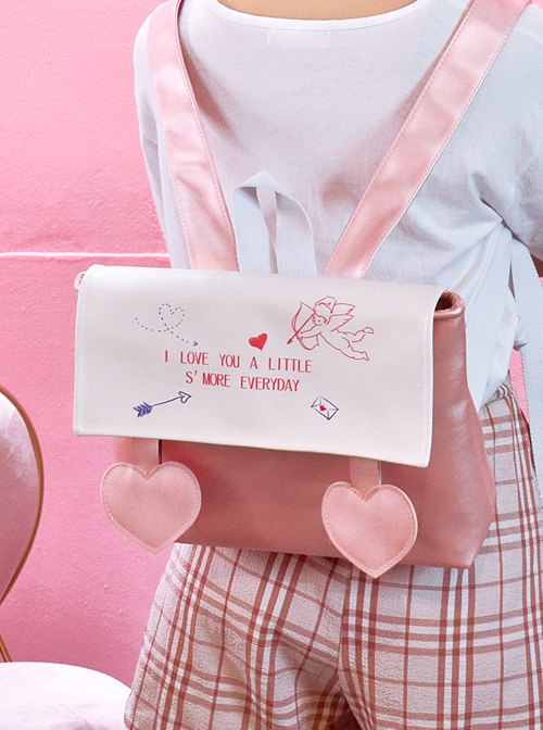 Pink And White Cute Cupid Printing Sweet Lolita Backpack