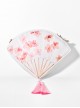 White Peach Blossom Fan Shaped Chinese Style Tassel Pendant Lolita Aslant Bag