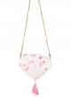 White Peach Blossom Fan Shaped Chinese Style Tassel Pendant Lolita Aslant Bag