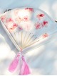 White Peach Blossom Fan Shaped Chinese Style Tassel Pendant Lolita Aslant Bag