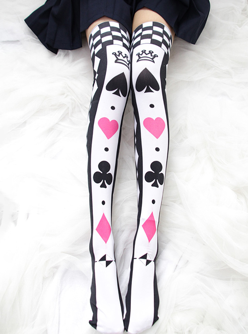 Poker Cards Printing Sweet Lolita Stockings