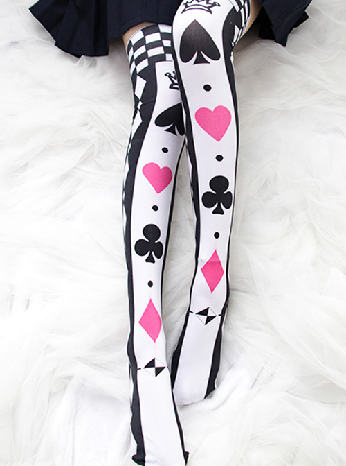 Poker Cards Printing Sweet Lolita Stockings