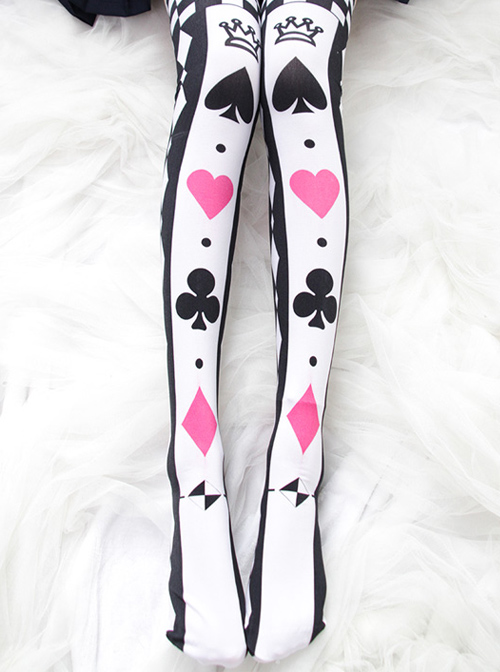 Poker Cards Printing Sweet Lolita Stockings