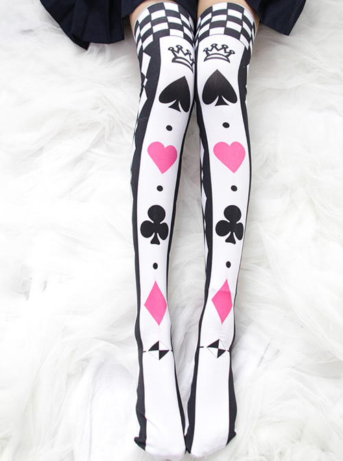 Poker Cards Printing Sweet Lolita Stockings
