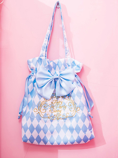 The Alice Tea party Series Blue Bowknot Sweet Lolita Tote Bag