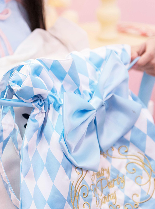 The Alice Tea party Series Blue Bowknot Sweet Lolita Tote Bag