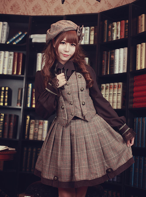 Baker Street Dense Fog Series Brown Bowknot Detective Style Lolita Pumpkin Hat