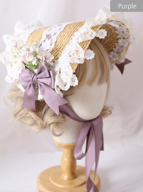 The Tea Party Elegant Multilayer Lace Straw Hat Classic Lolita Bonnet