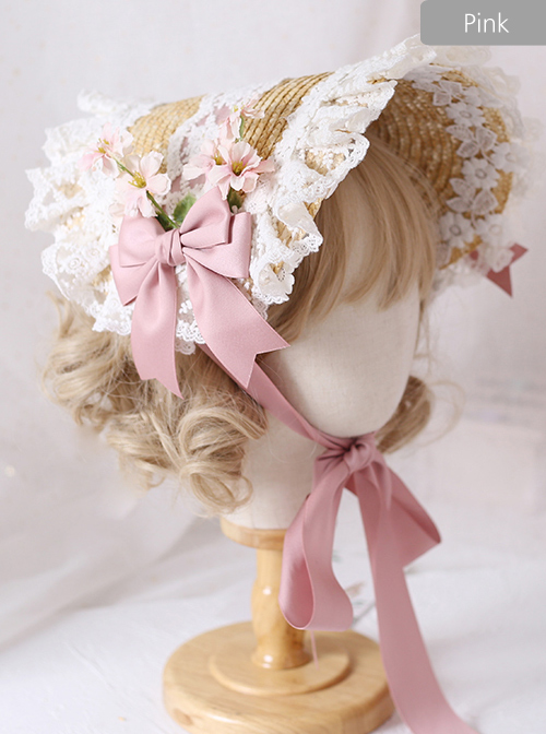The Tea Party Elegant Multilayer Lace Straw Hat Classic Lolita Bonnet