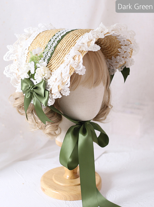 The Tea Party Elegant Multilayer Lace Straw Hat Classic Lolita Bonnet