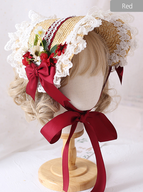 The Tea Party Elegant Multilayer Lace Straw Hat Classic Lolita Bonnet