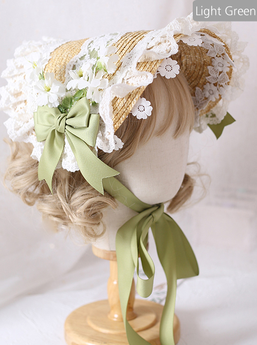 The Tea Party Elegant Multilayer Lace Straw Hat Classic Lolita Bonnet