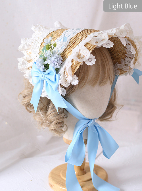 The Tea Party Elegant Multilayer Lace Straw Hat Classic Lolita Bonnet