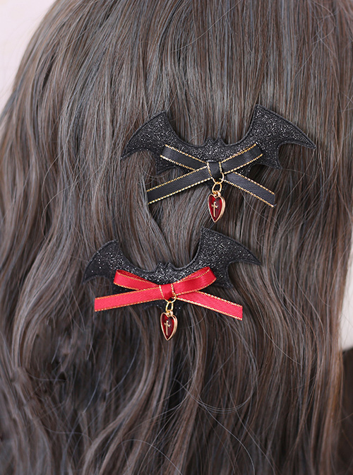 Bat Devil Halloween Black Wings Gothic Lolita Hairpin