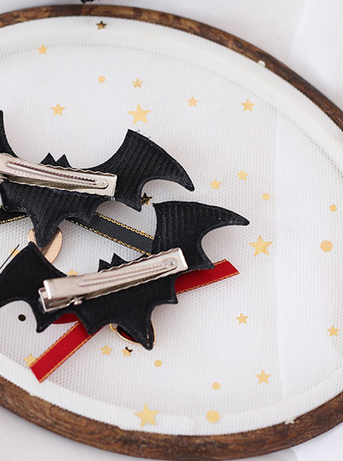 Bat Devil Halloween Black Wings Gothic Lolita Hairpin