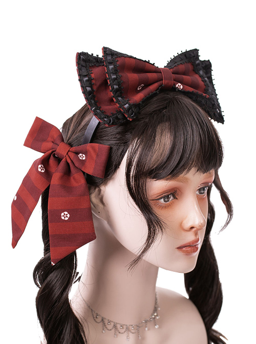 Magic Tea Party- Garden Restaurant Series Bowknot Sweet Lolita Hair Hoop And Hair Clips Set