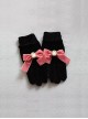 Square Rhinestone Retro Big Bowknot Classic Lolita Velvet Gloves