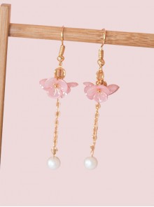 Flowers Cluster Series Pearl Tassel Sweet Lolita Earrings