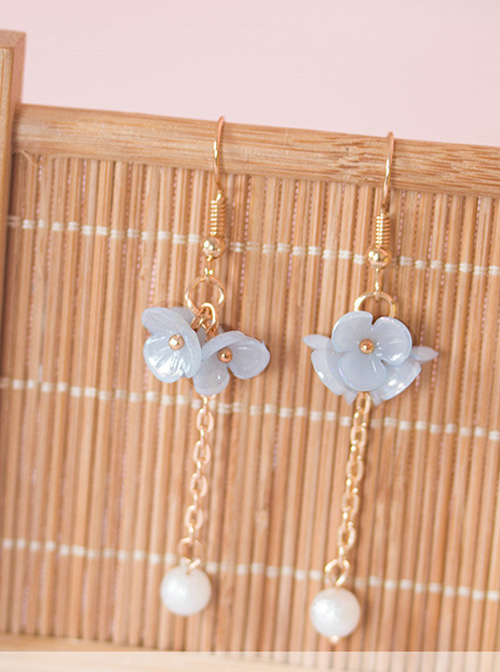 Flowers Cluster Series Pearl Tassel Sweet Lolita Earrings