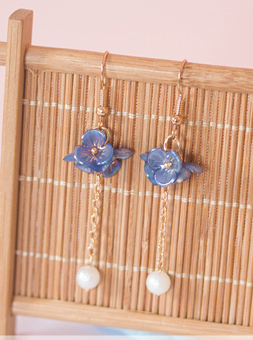 Flowers Cluster Series Pearl Tassel Sweet Lolita Earrings