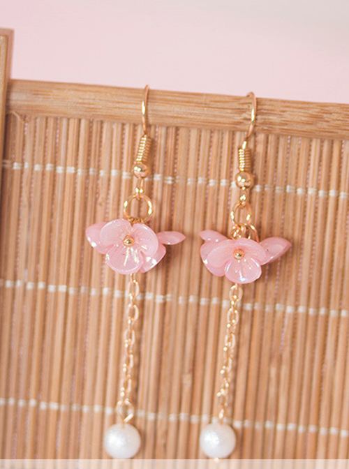 Flowers Cluster Series Pearl Tassel Sweet Lolita Earrings