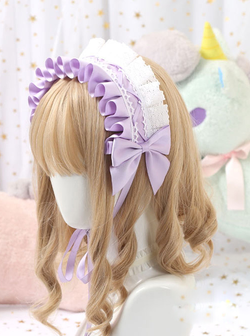 Multicolor Cotton Ruffle White Lace Sweet Lolita Headband