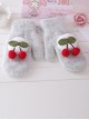 Cherry Plush Ball Rabbit-hair Knit Sweet Lolita Total Finger Gloves