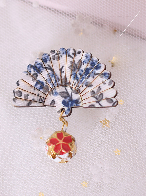 Small Bell Pendant Chinese Style Fan-shaped Sweet Lolita Hairpin