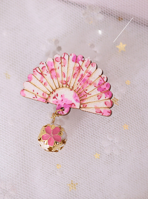 Small Bell Pendant Chinese Style Fan-shaped Sweet Lolita Hairpin