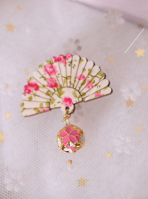 Small Bell Pendant Chinese Style Fan-shaped Sweet Lolita Hairpin