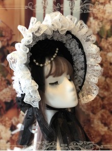 Rose Bowknot White Lace Elegant Classic Lolita Bonnet