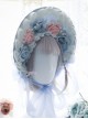White Feather Blue Yarn Bowknot Classic Lolita Bonnet