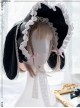 White Lace Black Rabbit Ears Cute Gothic Lolita Bonnet