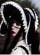 White Lace Black Rabbit Ears Cute Gothic Lolita Bonnet