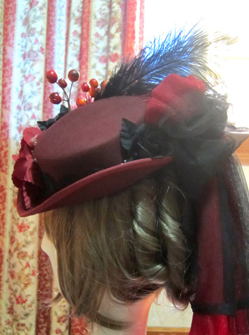 *Lady In Black* Series Retro Wool Gothic Lolita Feather Top Hat