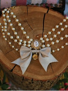Anthony Cake Series Bowknot White Pearl Elegant Classic Lolita Necklace