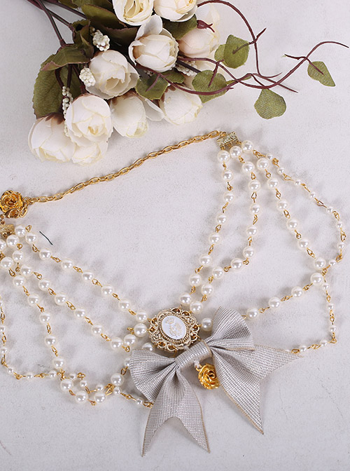 Anthony Cake Series Bowknot White Pearl Elegant Classic Lolita Necklace