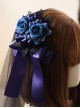 Black Lace Blue Rose Elegant Gothic Lolita Hair Clip