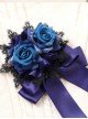 Black Lace Blue Rose Elegant Gothic Lolita Hair Clip