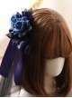 Black Lace Blue Rose Elegant Gothic Lolita Hair Clip