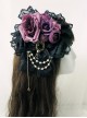 Multicolor Rose Lace Bead Chain Elegant Gothic Lolita Hair Clip