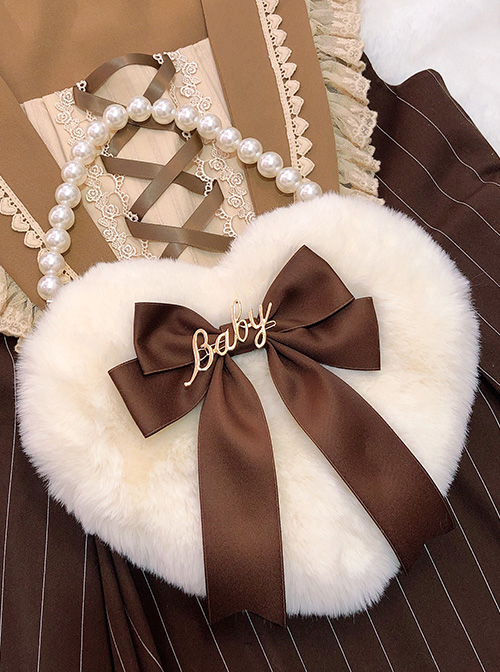 Multicolor Bowknot Heart-shape Pearl Chain Sweet Lolita Plush Handbag