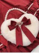 Multicolor Bowknot Heart-shape Pearl Chain Sweet Lolita Plush Handbag