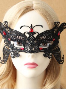 Black Lace Butterfly Shape Mask Dance Party Gothic Lolita Mask