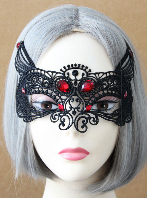 Black Lace Sexy Fox Princess Gothic Lolita Mask