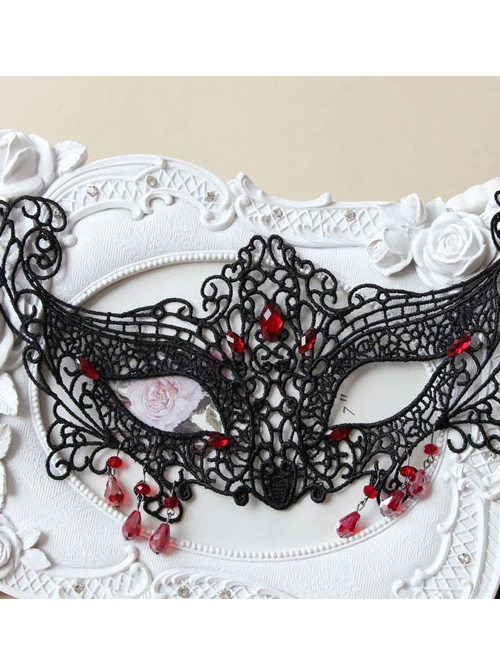 Half Face Fox Masks Halloween Black Lace Gothic Lolita Mask