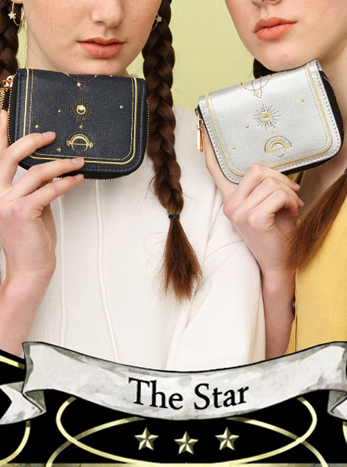 Golden Thread Embroidery Pearlescent PU Gothic Lolita Wallet