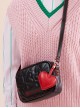 Cute Heart Pattern Soft PU Leather Square Shaped Sweet Lolita Shoulder Bag