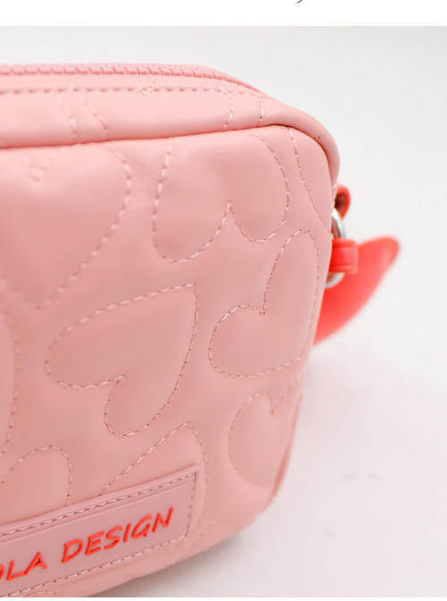 Cute Heart Pattern Soft PU Leather Square Shaped Sweet Lolita Shoulder Bag